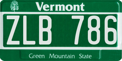 VT license plate ZLB786