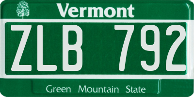 VT license plate ZLB792