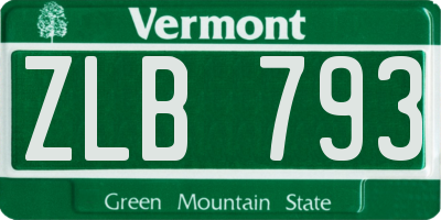 VT license plate ZLB793