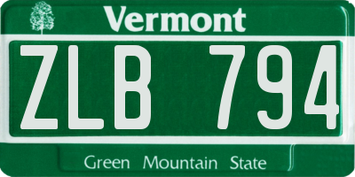 VT license plate ZLB794