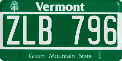 VT license plate ZLB796