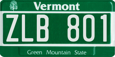 VT license plate ZLB801