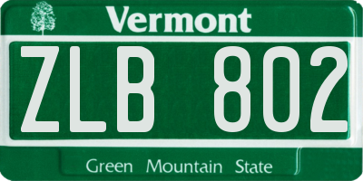 VT license plate ZLB802