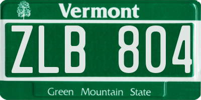 VT license plate ZLB804