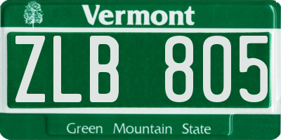VT license plate ZLB805