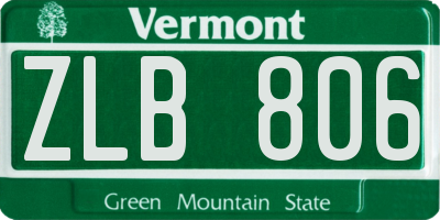 VT license plate ZLB806