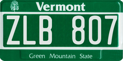 VT license plate ZLB807