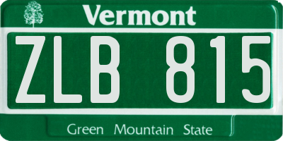 VT license plate ZLB815