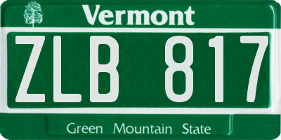 VT license plate ZLB817