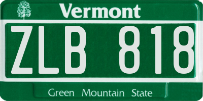 VT license plate ZLB818