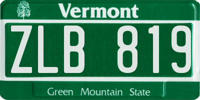 VT license plate ZLB819