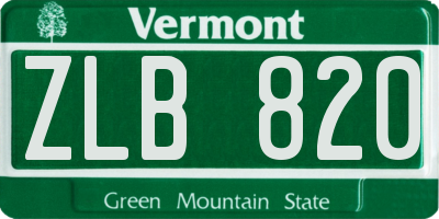 VT license plate ZLB820
