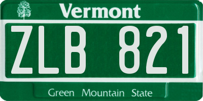VT license plate ZLB821