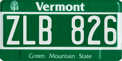 VT license plate ZLB826