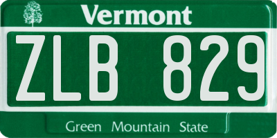 VT license plate ZLB829