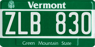 VT license plate ZLB830