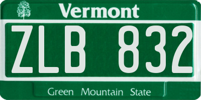 VT license plate ZLB832