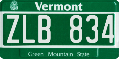 VT license plate ZLB834