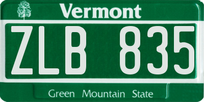 VT license plate ZLB835