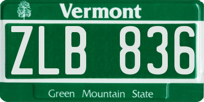 VT license plate ZLB836