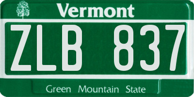 VT license plate ZLB837
