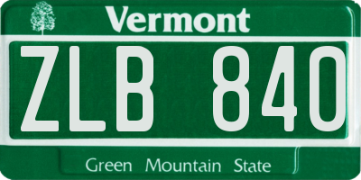 VT license plate ZLB840