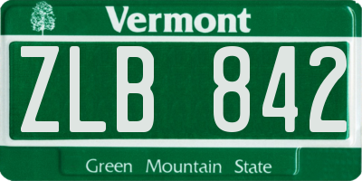 VT license plate ZLB842