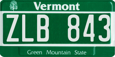 VT license plate ZLB843