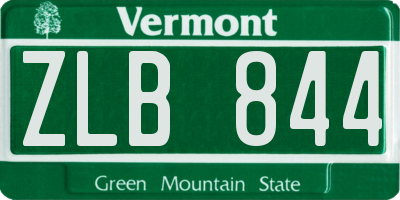 VT license plate ZLB844