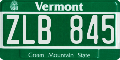 VT license plate ZLB845