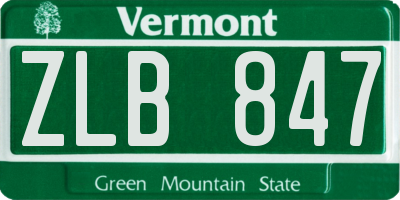 VT license plate ZLB847