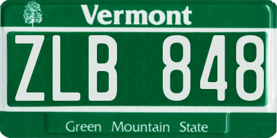 VT license plate ZLB848