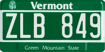 VT license plate ZLB849