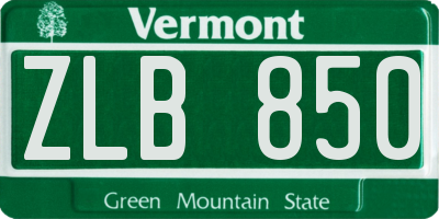 VT license plate ZLB850