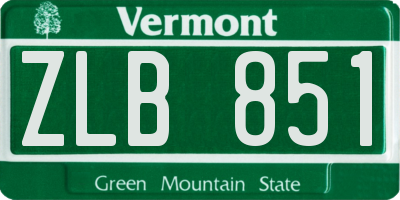 VT license plate ZLB851