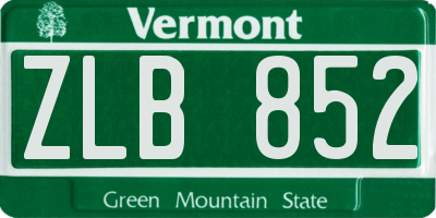 VT license plate ZLB852