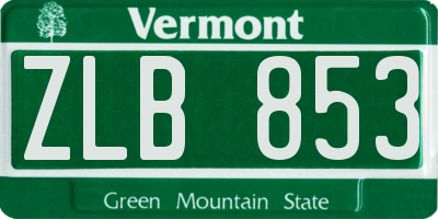 VT license plate ZLB853