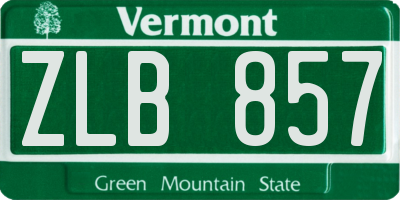 VT license plate ZLB857