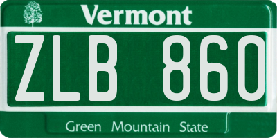 VT license plate ZLB860
