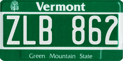 VT license plate ZLB862