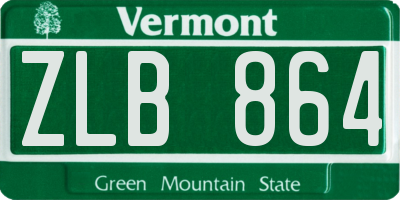 VT license plate ZLB864