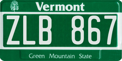 VT license plate ZLB867