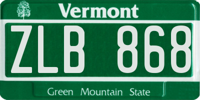 VT license plate ZLB868