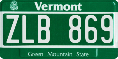 VT license plate ZLB869