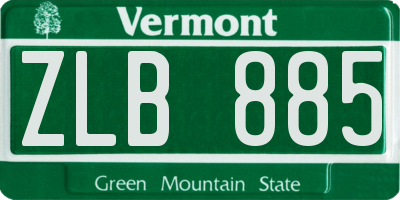 VT license plate ZLB885