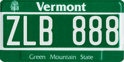 VT license plate ZLB888