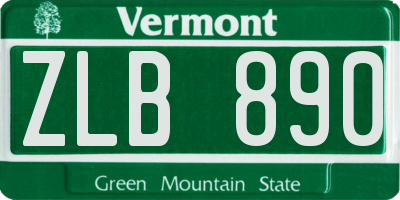 VT license plate ZLB890