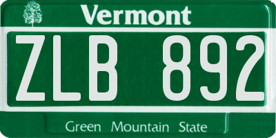 VT license plate ZLB892