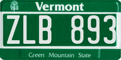 VT license plate ZLB893