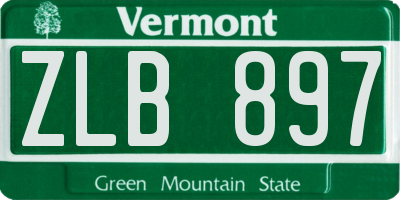 VT license plate ZLB897